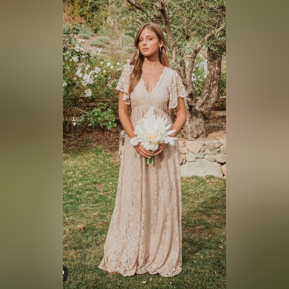 Show Me Your MuMu Lace Maxi Dress in Blush